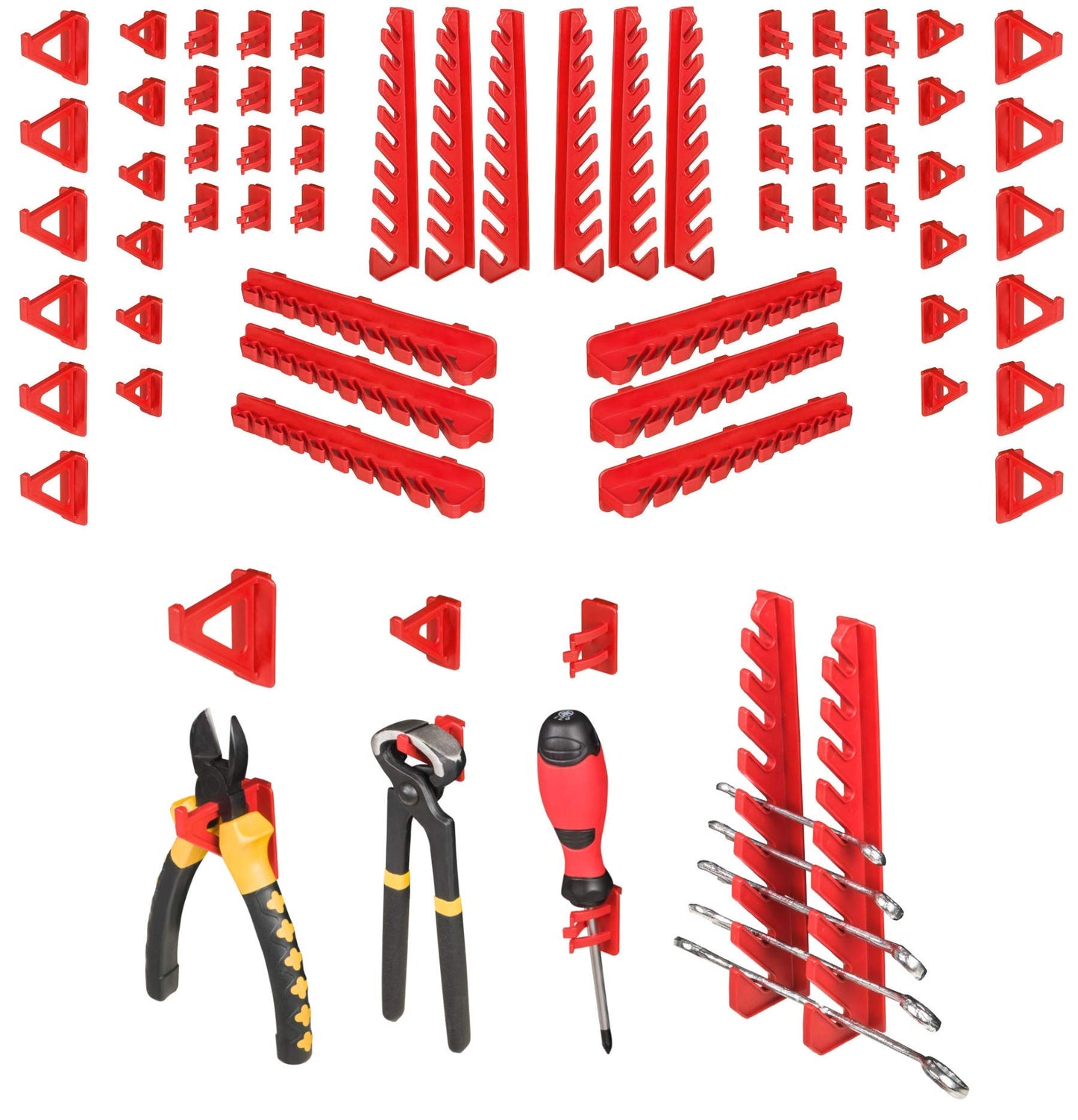 Tool wall storage system - 1152 x 780 mm pegboard with tool holders - Set 55 accessories tool pegboard workshop shelf