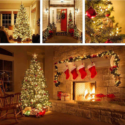 Qedertek Christmas Tree String Lights 20M 200 LED Outdoor String Lights Warm White with Timer Memory Function, Green Wire, Waterproof 8 Modes Christmas Lighting for Garden Christmas Decor