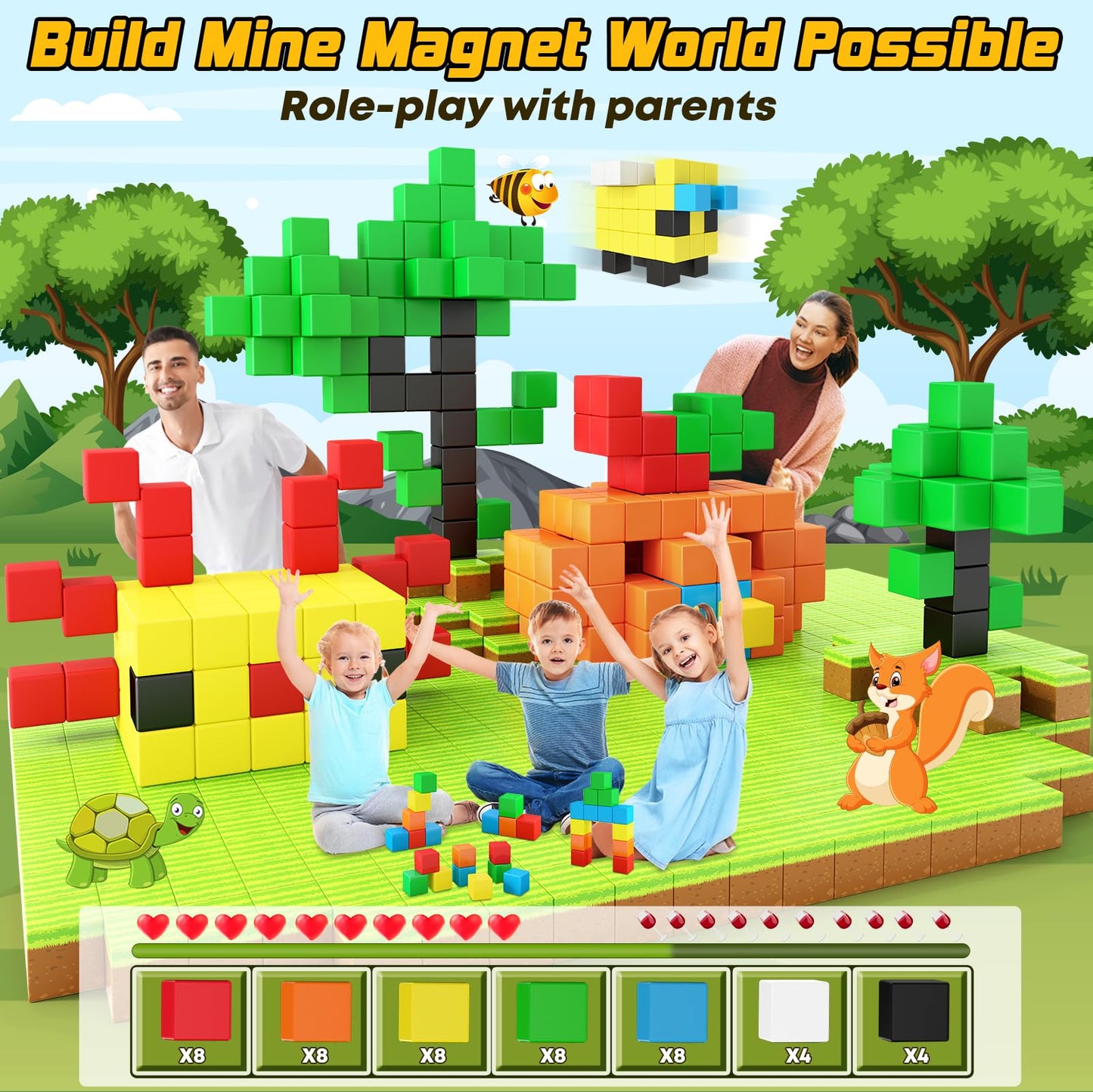 Toylogy Magnetic Building Blocks for toddler toys, Pure Magnetic World Edition Toys for Sensorial STEM Education Preschool Magnet Toys for 3 4 5 6 Year Old Boys and Girls