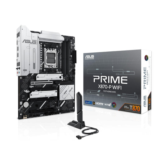 ASUS Prime X870-P WiFi motherboard socket AM5 (AMD, ATX, PCIe 5.0, DDR5, 14+2+1 power stages, 4X M.2, WiFi 7, 2.5Gb Ethernet, USB-C 40Gbps)
