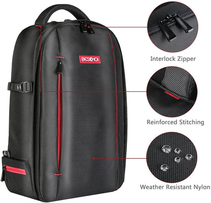 Beschoi Camera Backpack Waterproof Bag with Laptop Compartment for Canon Sony Nikon Olympus SLR/DSLR Camera, Lens and Accessories, Large (Black)