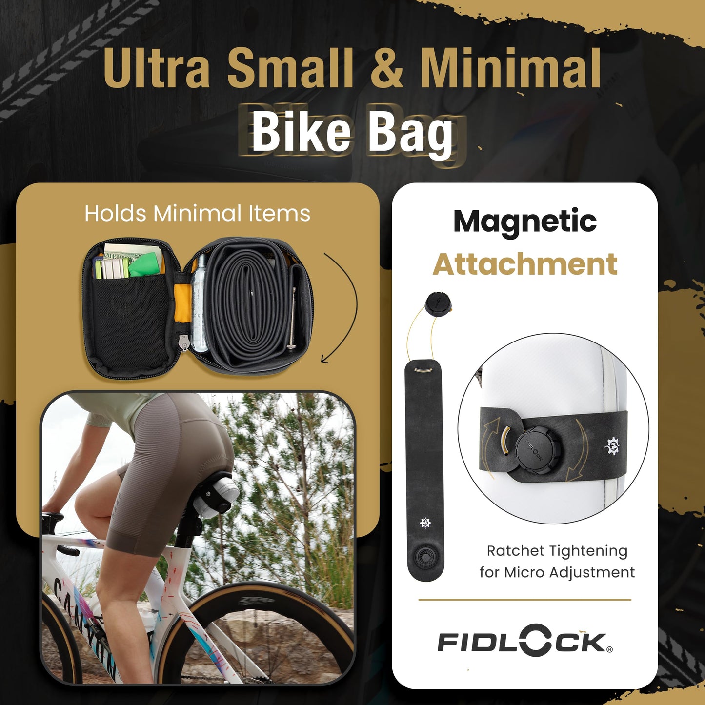Lumiere & Co. Falcon Magnetic Saddle Bag - 0.37L | 5" x 3" x 1.5" | Slim minimalist design, quick magnetic buckle attachment | Road bike saddlebag (White, Ultra Small)