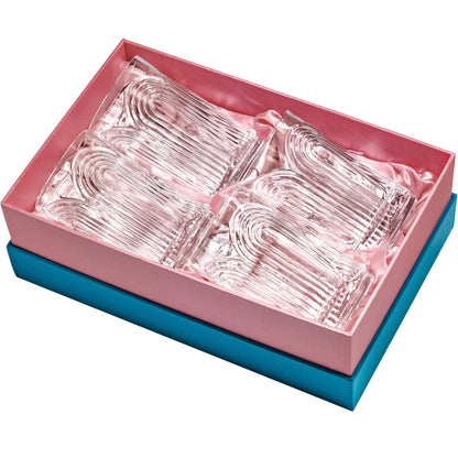 GLASSIQUE CADEAU Vintage Art Deco 1920s Gin Cocktail Highball Glasses with Relief for Caipirinha, Mojito, Gin Tonic, Cuba Libre | Set of 4 | 400 ml Highball Cocktail Glasses