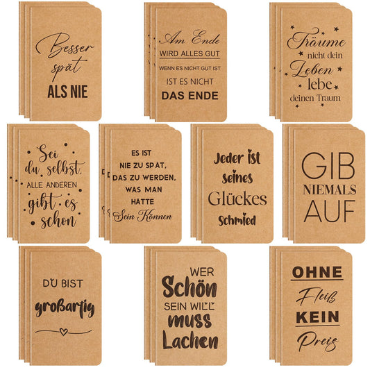 Tenare 30 Pieces Mini Notebooks with Quote Small Inspirational Notebooks Lined Pocket Diary Notepads Party Favors Gifts for School Office Home, 10 Styles (Kraft Paper Cover)