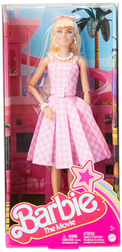 Barbie doll, The Movie doll, in pink and white dress with daisy necklace, Margot Robbie, collector's item, toy for ages 3 and up, HPJ96