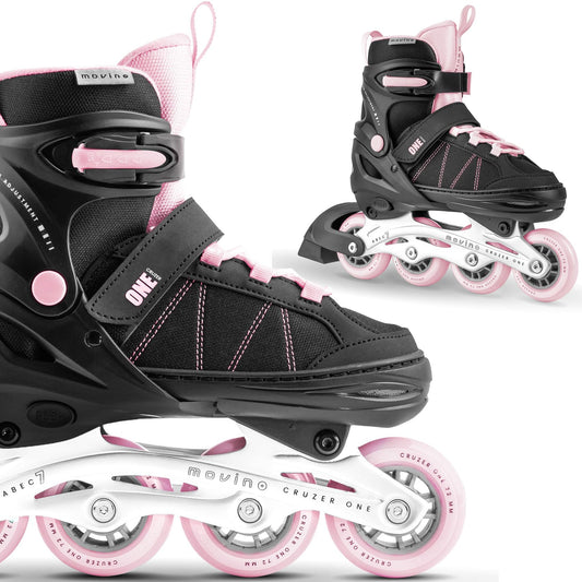 Movino Inline Skates | Cruzer One | Adjustable Roller Skates | Inline Skates for Women Girls Boys | Inline Skates for Kids & Adults | Inline Skates with Large Wheels 72 mm | Kids Inline M (34-37)