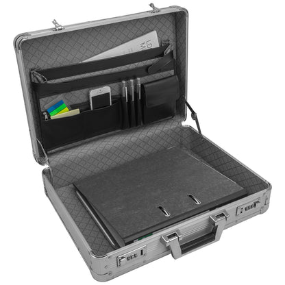 anndora Aluminum Briefcase Attaché Case Silver - Combination lock lockable