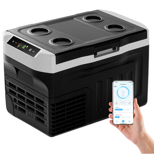 EUHOMY 21L compressor cooler -20℃~20℃, 12V car fridge, portable freezer 12/24V DC 220-240V AC, with APP control for camping, traveling, truck, home
