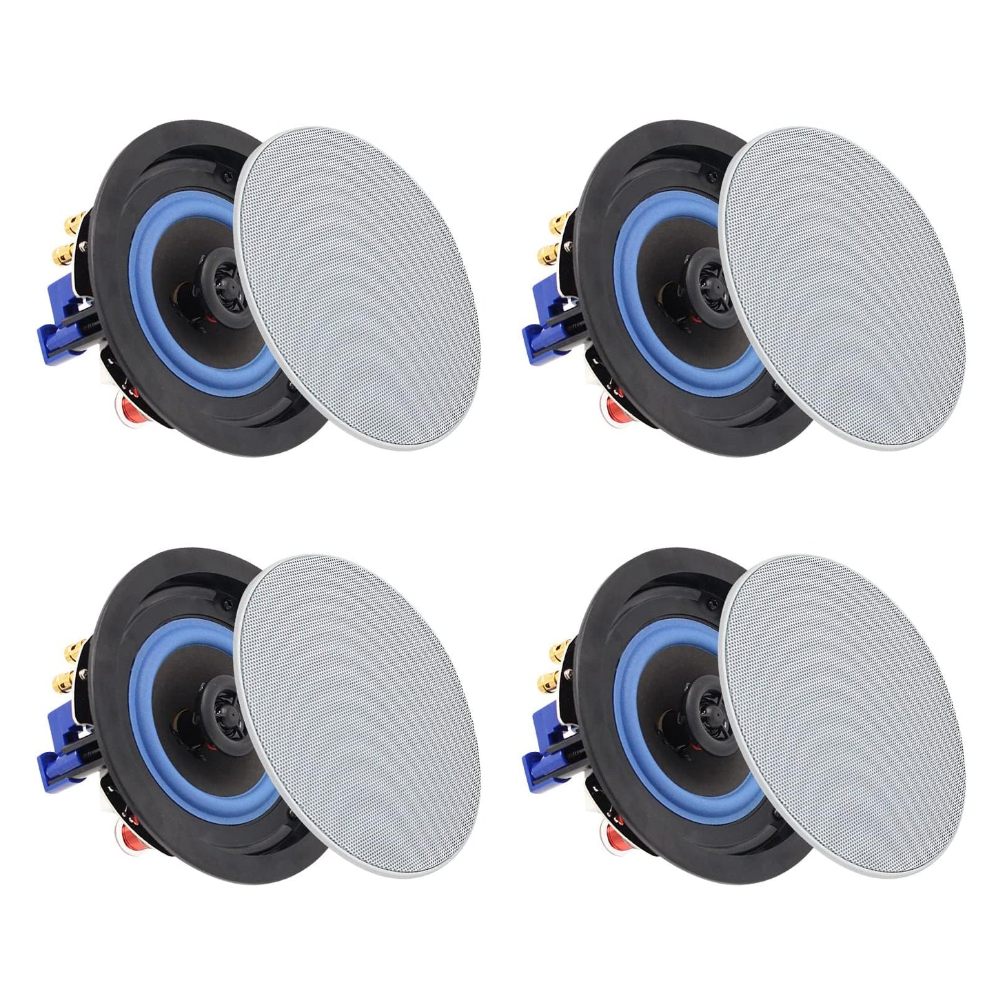 Herdio 4 inch ceiling speakers, 160 watts compatible with Bluetooth in-ceiling speakers, flush mount sound, suitable for indoor and outdoor use, bedrooms, home theater, patios (4 speakers)