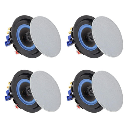 Herdio 4 inch ceiling speakers, 160 watts compatible with Bluetooth in-ceiling speakers, flush mount sound, suitable for indoor and outdoor use, bedrooms, home theater, patios (4 speakers)