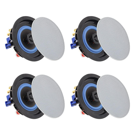 Herdio 4 inch ceiling speakers, 160 watts compatible with Bluetooth in-ceiling speakers, flush mount sound, suitable for indoor and outdoor use, bedrooms, home theater, patios (4 speakers)