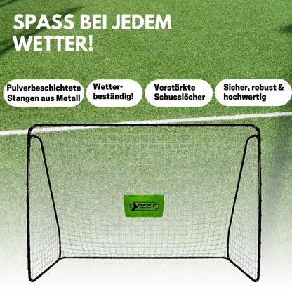 Best Sporting soccer goal with target wall I soccer goal 213cm x 152cm I soccer goal for kids with various color patterns I high-quality kids goal with net, target wall & pegs I soccer goal Gray