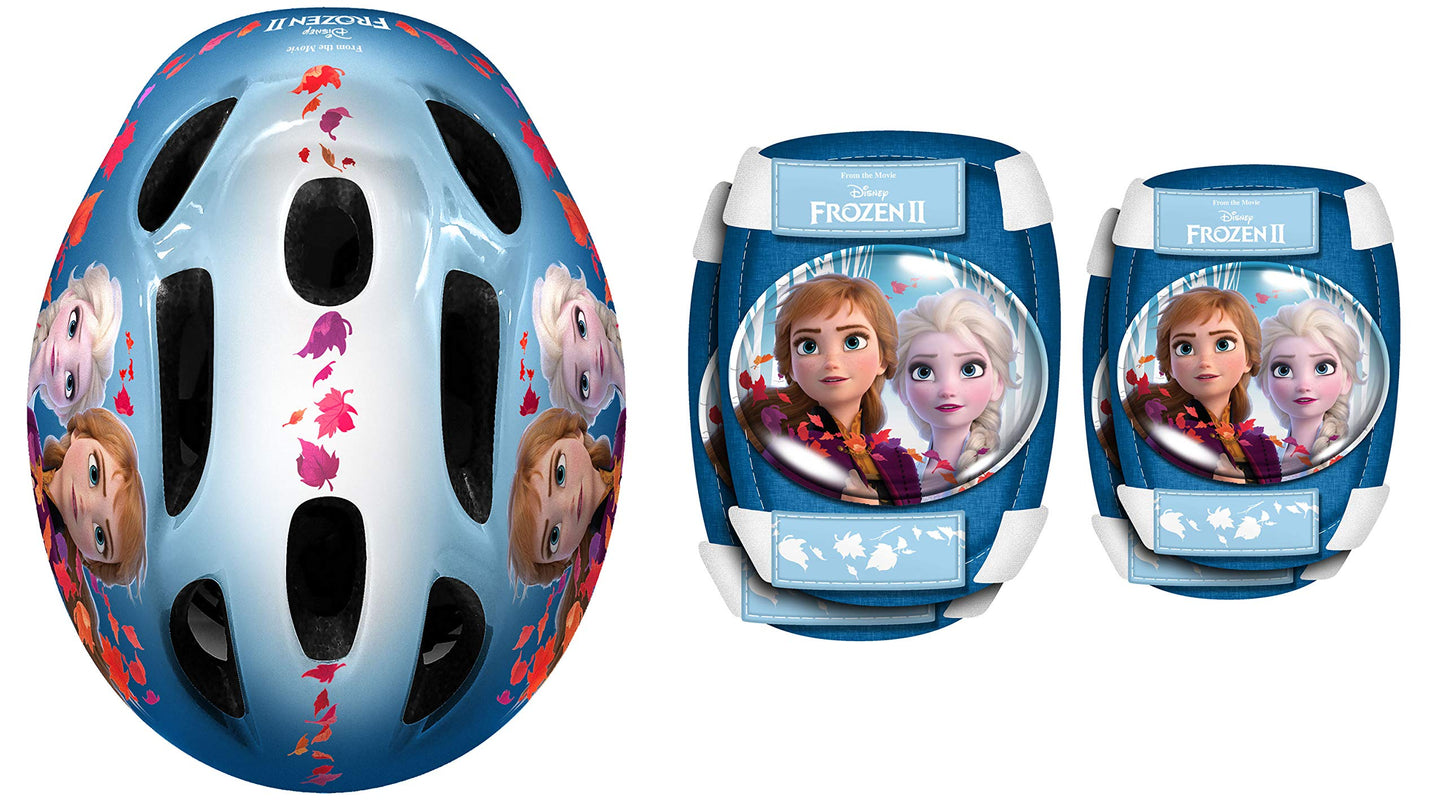 Helmet Girl Helmet Frozen 2 Helmet + Elbow and Knee Pads, Blue, One Size EU