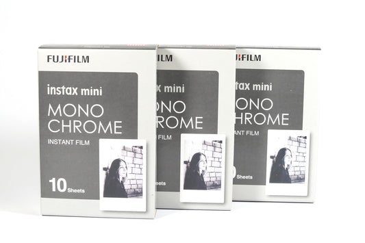 Fujifilm Instax 3x10 film mini camera, monochrome WW1 black/white.