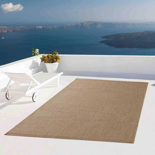 Taracarpet Outdoor Rug Weatherproof Living Room Balcony Kitchen Rug Flat Weave Sisal Look Plain Beige 240x340 cm