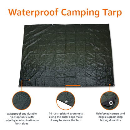 Amazon Basics - Camping Tarp Waterproof, 3.04 x 3.65 m, Green