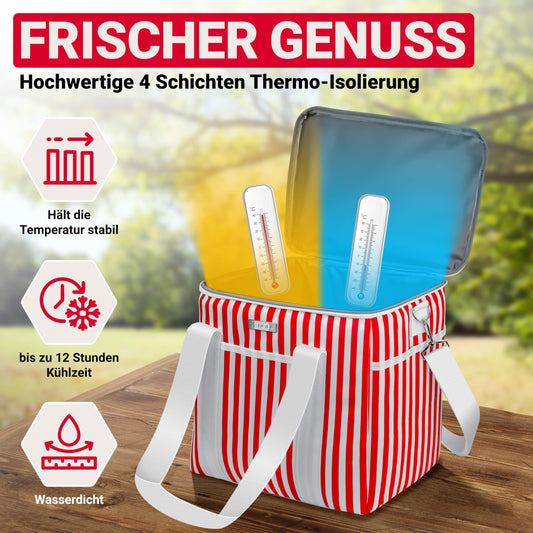Large 30L HOEL Cooler Bag - Insulated Thermos Bag - Waterproof & Leakproof Lunch Bag - Insulated Bag for Car & Shopping - Picnic Bag Lunch Bag Lunchbag