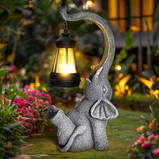 Linkax gifts for women, mom, grandma, solar garden elephant outdoor decor, solar lights for outside, birthday present for women, mom, friend, home terrace balcony living room decoration.
