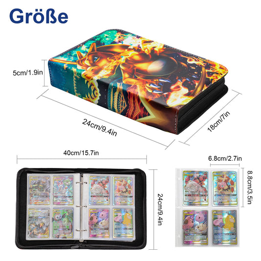 Pokemon card collecting album, 50 pages, 400 pockets collection card album, portable waterproof PU card booklet, collection card albums. The perfect gift for kids. 50 cards per page.
