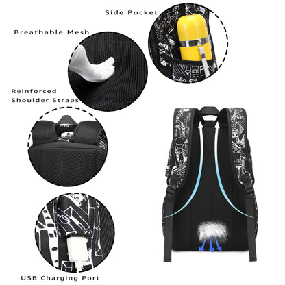 Asge school backpack for boys teenagers, made of nylon. Large school bags for girls, kids backpacks with prints for 8-16 years old. Waterproof school bags for boys.