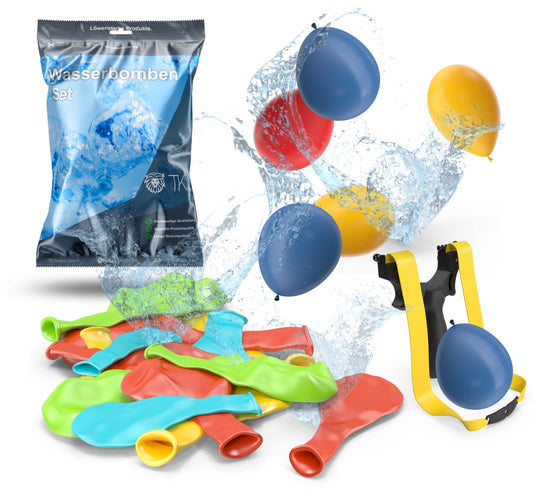 10x water balloon set with 1000x water balloons & 1x water balloon slingshot for kids & adults - water balloons in colorful colors (10000x)