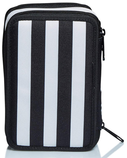 Seven Juventus pencil case, pen pouch for stationery, complete with pencils, markers, school supplies, with 3 compartments, girls, school - elementary school, XXL soccer black and white