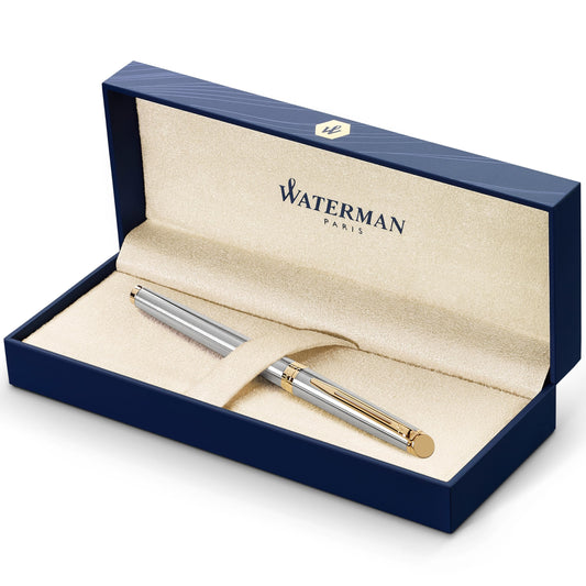 Waterman Hémisphère Rollerball | Stainless Steel with 23K Gold Trim | Fine Point | Black Ink | Gift Box