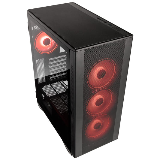 Kolink Stronghold Prism RGB Black - Gaming PC case EATX with mesh front, removable top, hinged tempered glass door, 4x addressable RGB fans 120mm - Midi Tower Gamer PC Case