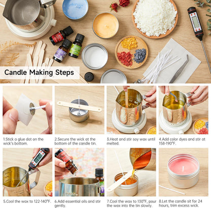 Shuttle Art DIY Candle Making Set with 3lbs Soy Wax, Melting Pot, Fragrance Oil, Wicks, Candle Tins, Dyes, Candle Wick Holder, Candle Making Kit, DIY Scented Candles.