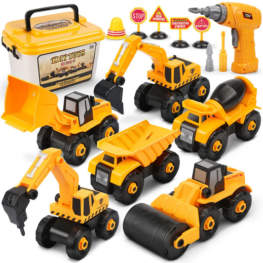 Dreamon Excavator Kids Toy, Construction Vehicles Kids with Electric Drill, Tractor, Sandbox Excavator Boys 3 4 5 6 7 Years