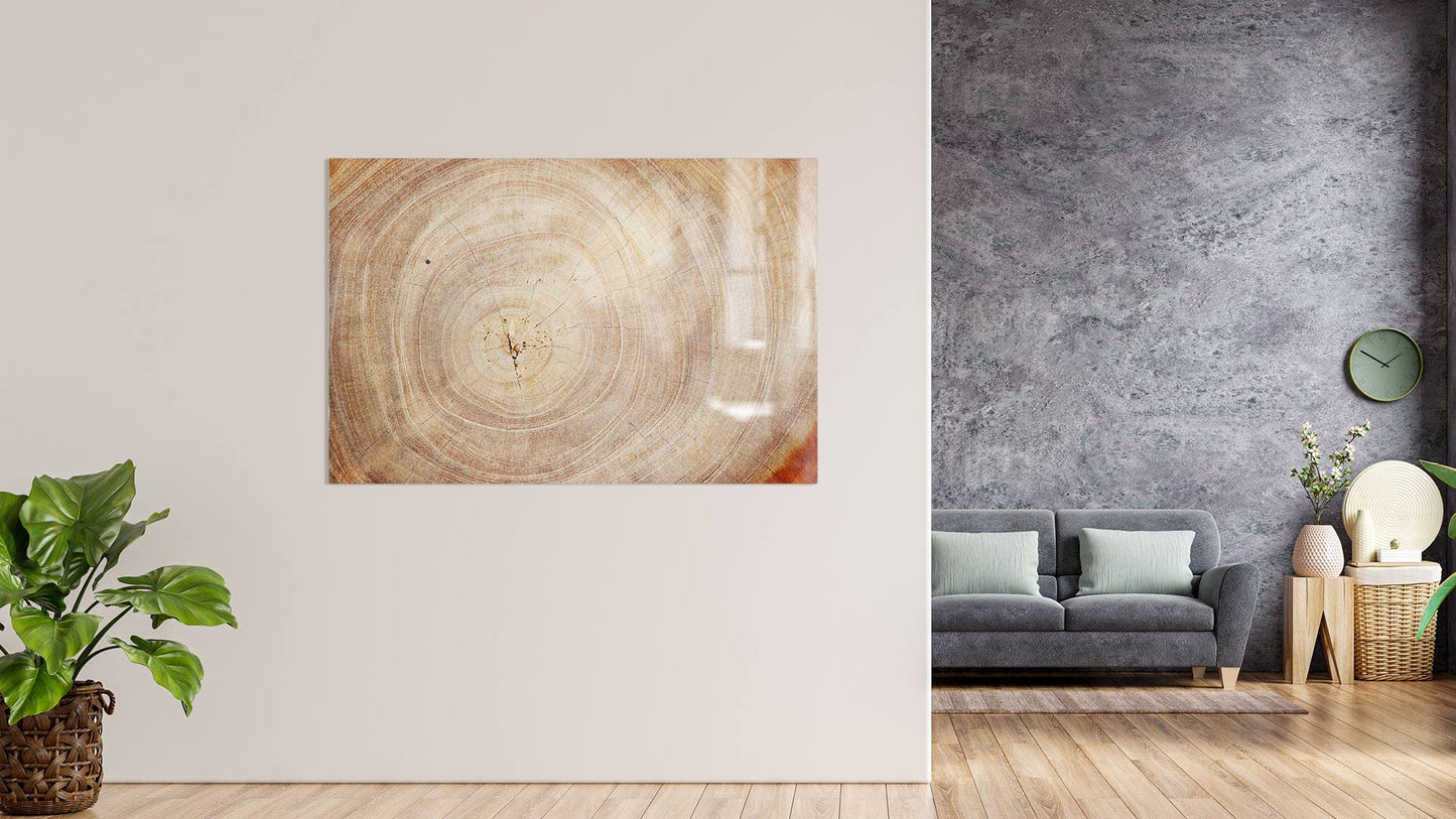 ALLboards glass magnetic board tree trunk nature tree core 90x60cm glass memo board with tree trunk design. Magnetic wall board for writing notes, magnetic board wall decoration.