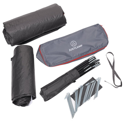 Justcamp Lake 4 Camping tent, 4-person family tent, large, stable, waterproof for festivals, portable, high dome tent with two sleeping cabins and vestibule with standing height, tent for families, tunnel tent.