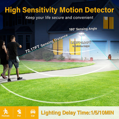 Onforu 55W LED floodlight with motion sensor outdoor remote control 5500LM, 6500K LED outside light with motion sensor IP65 Waterproof for garden garage yard sports field