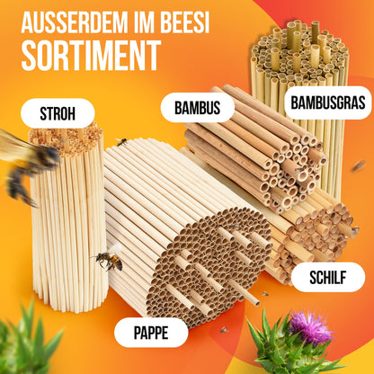 Nesting tubes for insect hotels 15 cm long diameter 6 AND 8 mm mixed incl. E-Book nesting tubes and paper tubes for wild bees (paper tubes, 600)