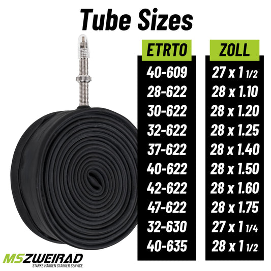 2-pack Schwalbe bicycle tube SV17 40mm 28 inch (28/47-622/635) including 3 MSZweirad tire levers