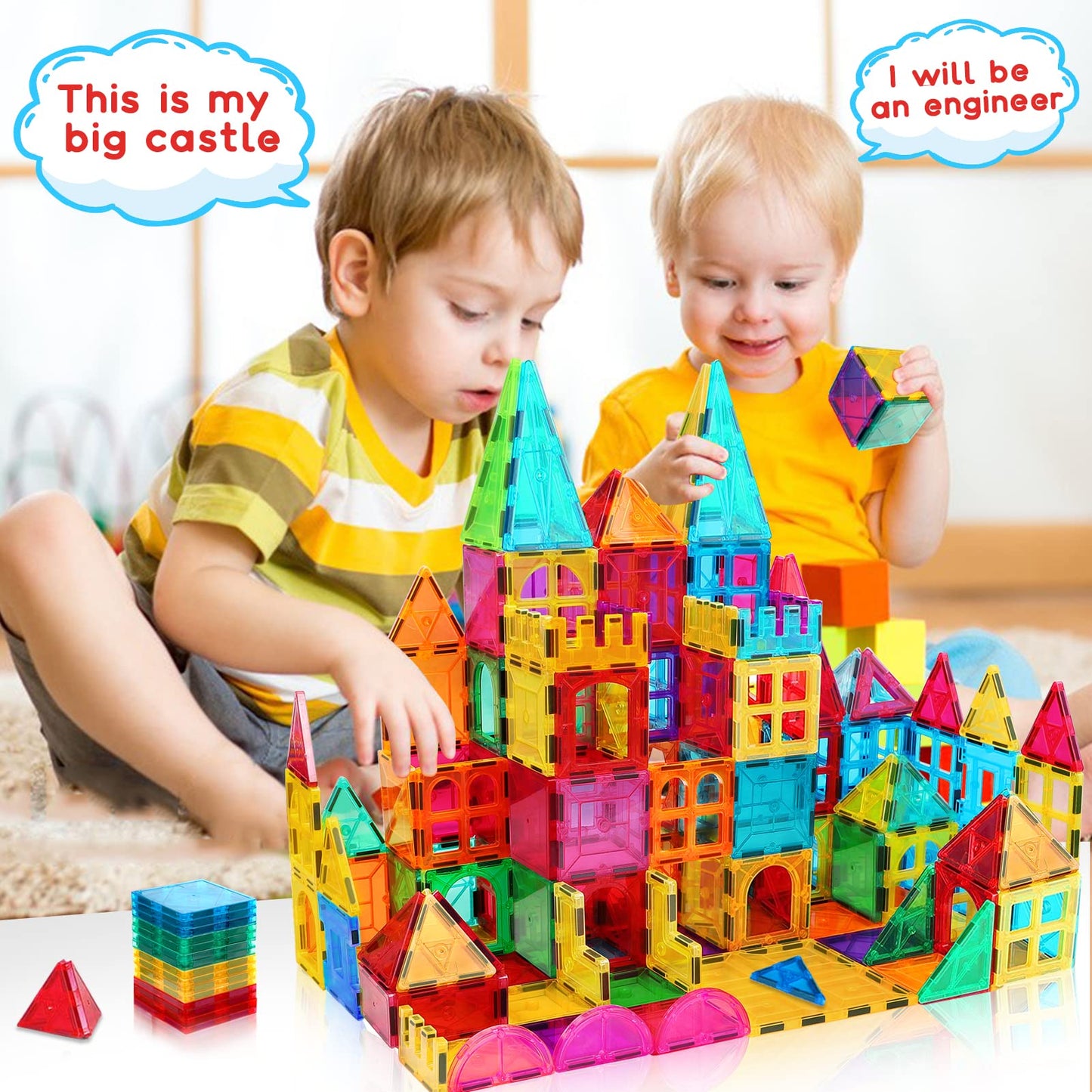 Magnetic building blocks, 3D blocks, colorful magnetic tiles for children aged 4-8, STEM, early educational construction, magnetic toys, building set for toddlers aged 3 and up.