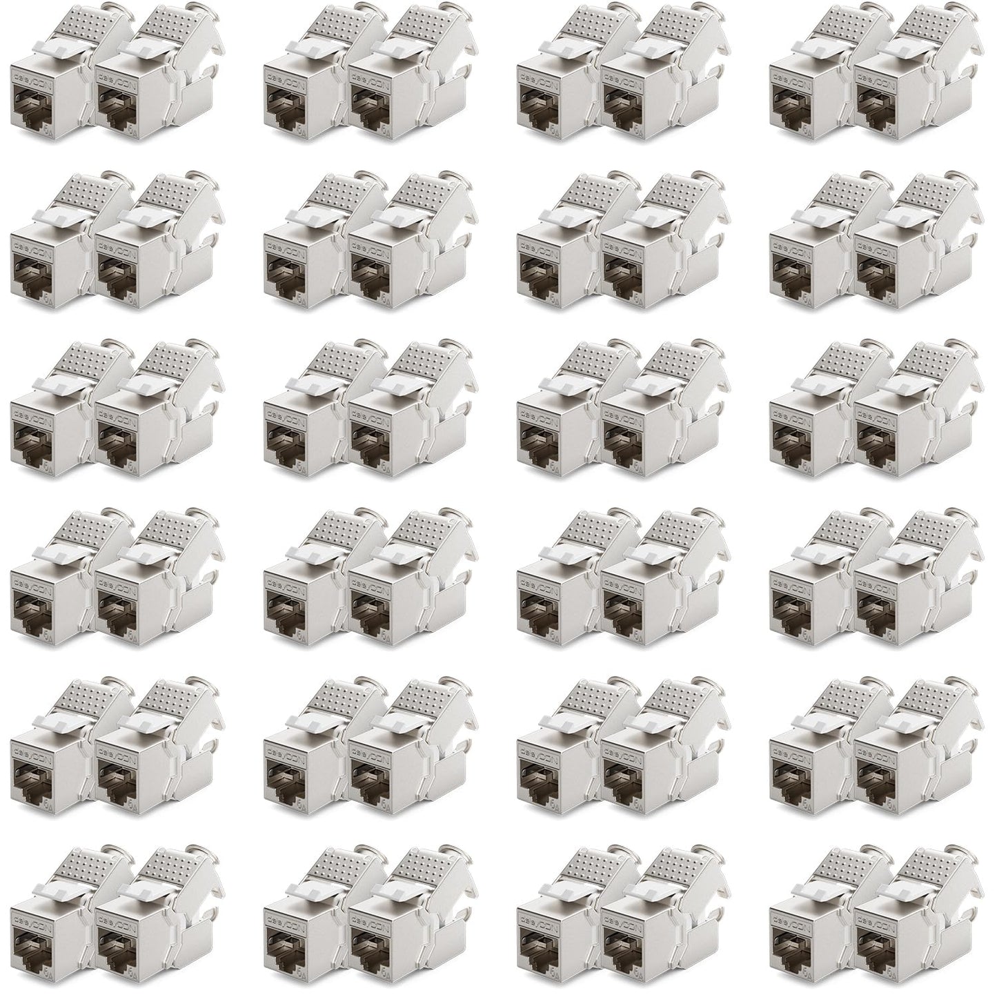 deleyCON 48x Keystone Module CAT 6a Jack - Fully Shielded STP RJ45 Socket Tool-Free Thanks to Snap-In Installation CAT Raw Cable 500 MHz 10 Gbit/s