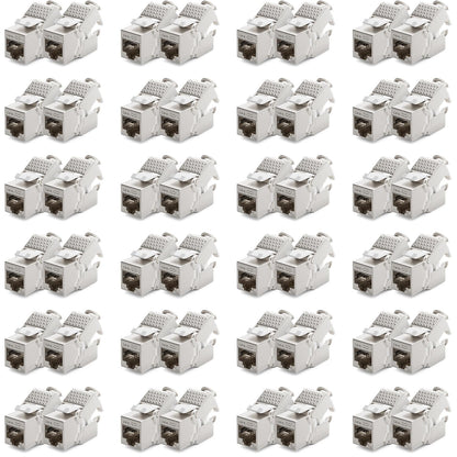 deleyCON 48x Keystone Module CAT 6a Jack - Fully Shielded STP RJ45 Socket Tool-Free Thanks to Snap-In Installation CAT Raw Cable 500 MHz 10 Gbit/s