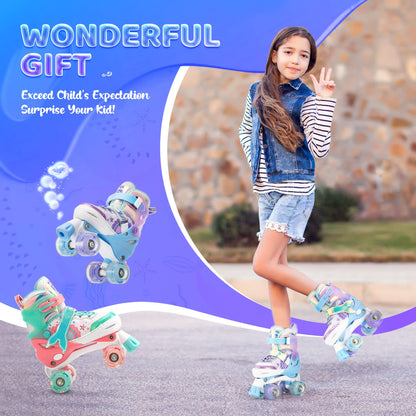 NEMONE roller skates for girls children 4 sizes adjustable blue purple roller skates for kids indoors outdoors girls children