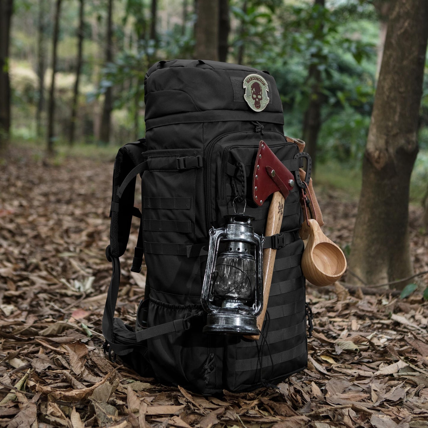 Mardingtop 75L Tactical Backpack with Rain Cover, MOLLE System Hiking Backpack Large Capacity Outdoor Backpack for Trekking, Hiking, and Camping.