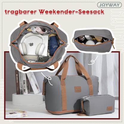 Joyway 5-piece luggage set made of ABS hard shell material. Expandable trolley set with 4 wheels and TSA lock. The luggage set includes 1 travel bag and 1 toiletry bag in grey.