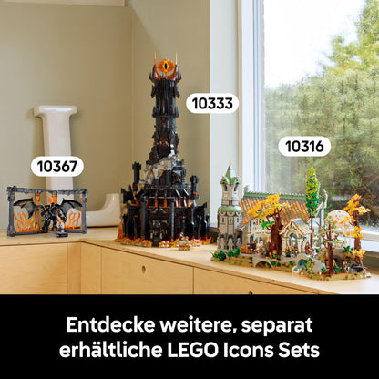 LEGO Icons The Lord of the Rings: Balrog Bookend - Adult collectible display toy featuring Gandalf the Grey minifigure and Balrog figure - Collector's gift item - 10367