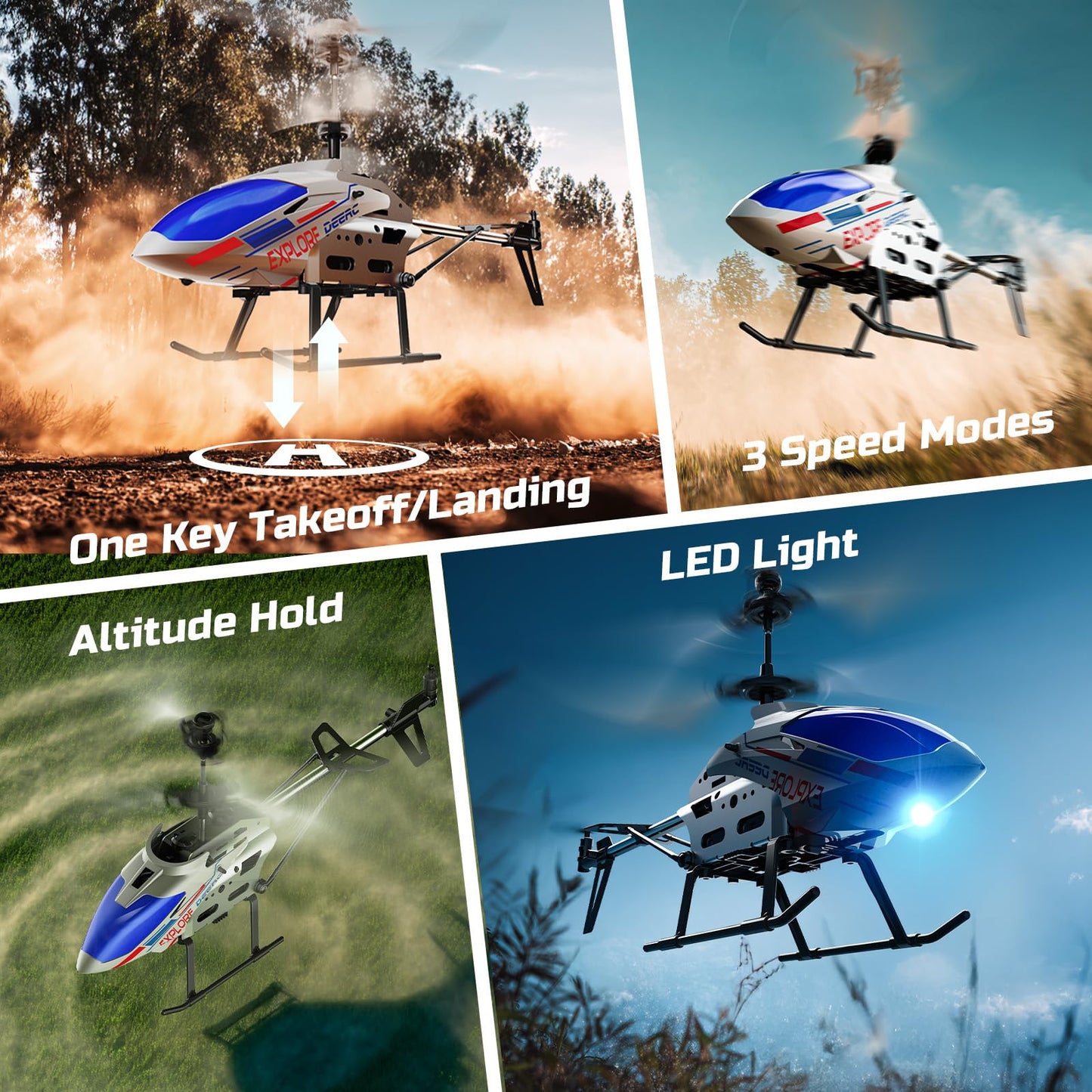 DEERC DE28 Helicopter Remote Control, for beginners, Indoor RC Helicopter Toy with LED lighting, 2.4GH 3.5Ch RC Heli with gyro stabilization, Gift for children aged 12 and above.