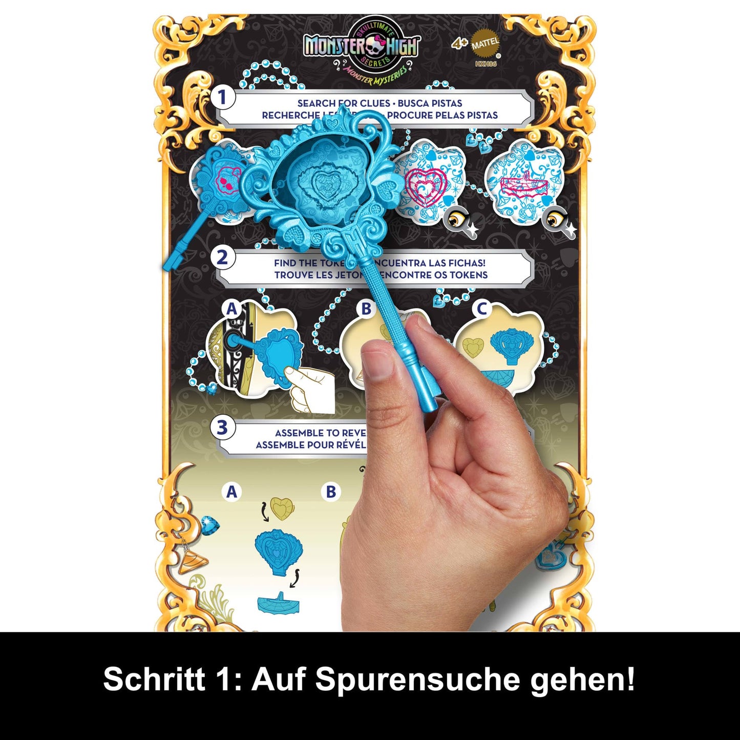 Monster High Skulltimate Secrets doll and accessory set, Monster Mysteries Cleo De Nile with wardrobe and over 19 surprises including clothing, HXH86.