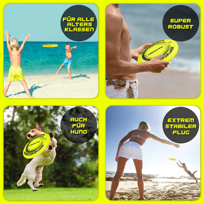 SPEEZER® Gravity Frisbee 175g - the neon yellow professional throwing disc is the outdoor fun sports game - frisbee disc for children adults - ultimate flying disc beach toy frisbee ring throwing ring