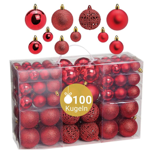 WOMA Christmas tree balls Set in red & 22 other colors - 50 & 100 Christmas ball Set - Plastic Christmas balls - Christmas tree decoration & ornament