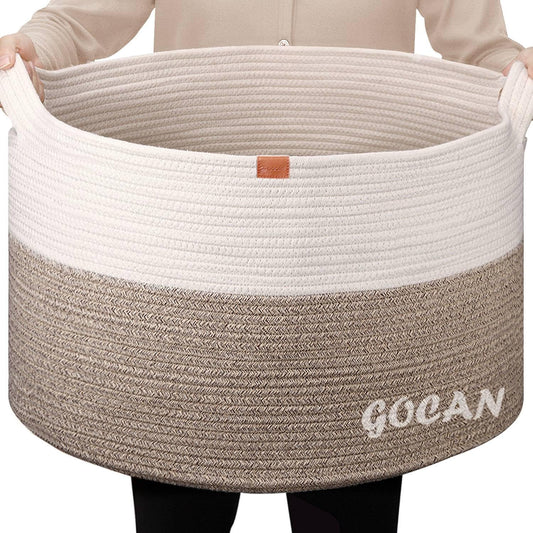 GOCAN XXXL storage basket large laundry basket D55XH35cm laundry collector storage basket for pillows basket braided baskets with handles for children's room jute basket