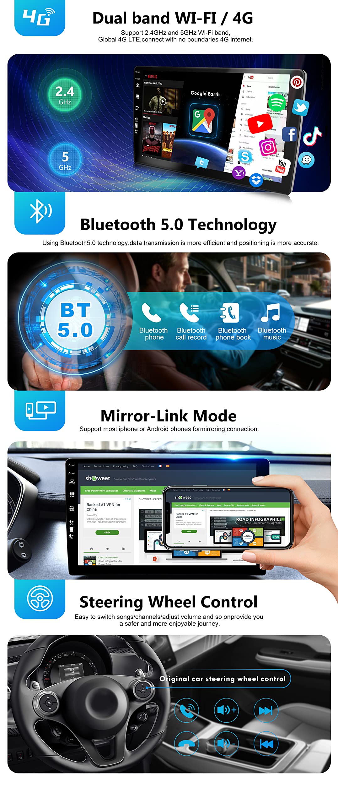SXAUTO Android 14 IPS Car Stereo for Hyundai I30 (2006-2011) - Built-in CarPlay/Android Auto - FREE Rearview Camera - 2G+32G - Steering Wheel Control DAB Fast-Boot WiFi Split-Screen - 2 Din 9 Inch