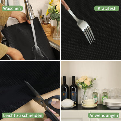 wohomuke Drawer Mat 60x600cm Mat for drawers Refrigerator mats for drawers Shelves Cabinet Refrigerator (Black, 60cmx6m)