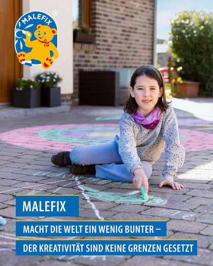 PUSTEFIX MALEFIX Sidewalk Chalk 2 x 50 pieces I Vibrant sidewalk chalk colors, easy to apply I Easily removable with water I For kids & adults